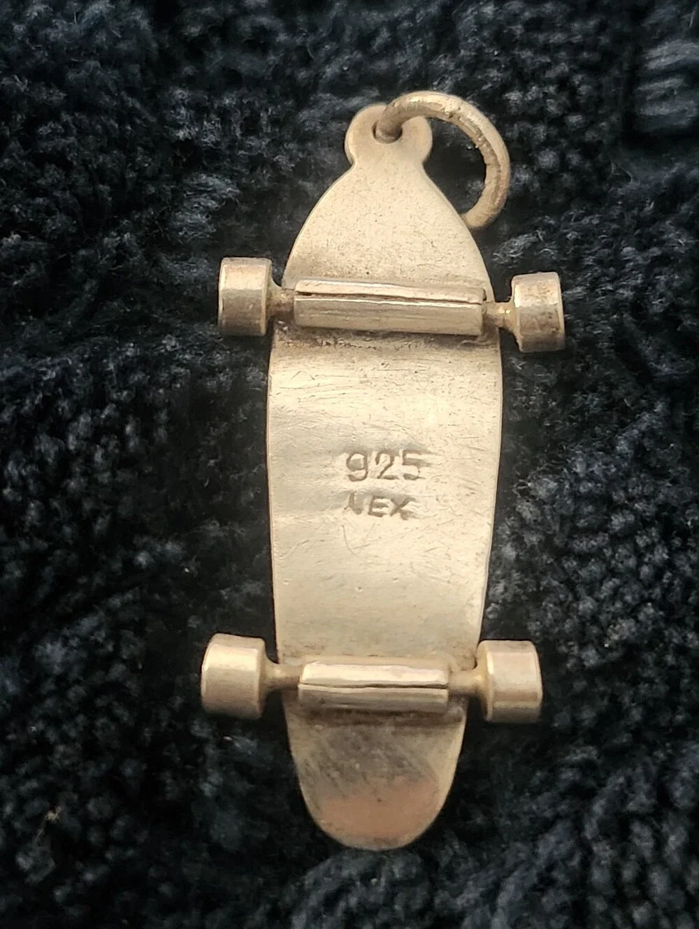 Vintage 925 Sterling Silver Skateboard Charm 2 Inch